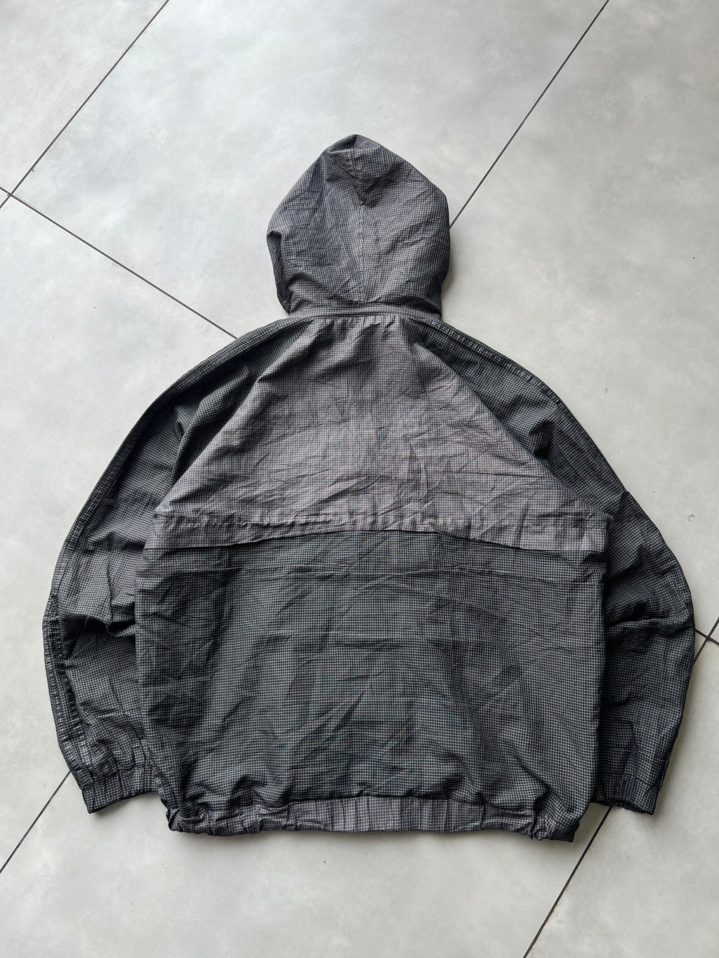 1980s ADIDAS CHECKED HOODIED VTG JACKET- XL