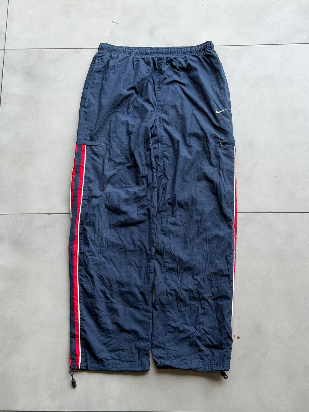 NIKE SWOOSH NAVY EMBROIDERED VTG TRACK PANT- 34