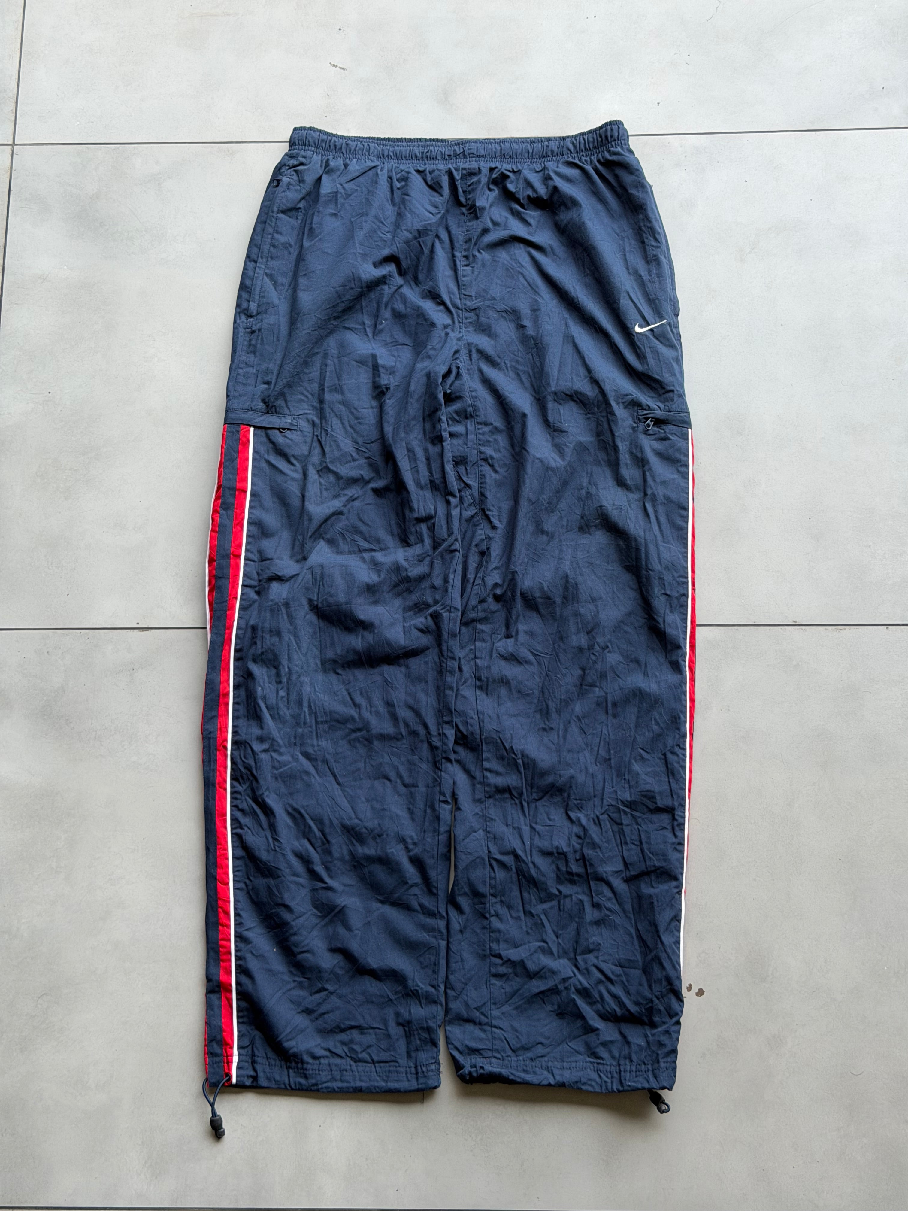 NIKE SWOOSH NAVY EMBROIDERED VTG TRACK PANT- 34