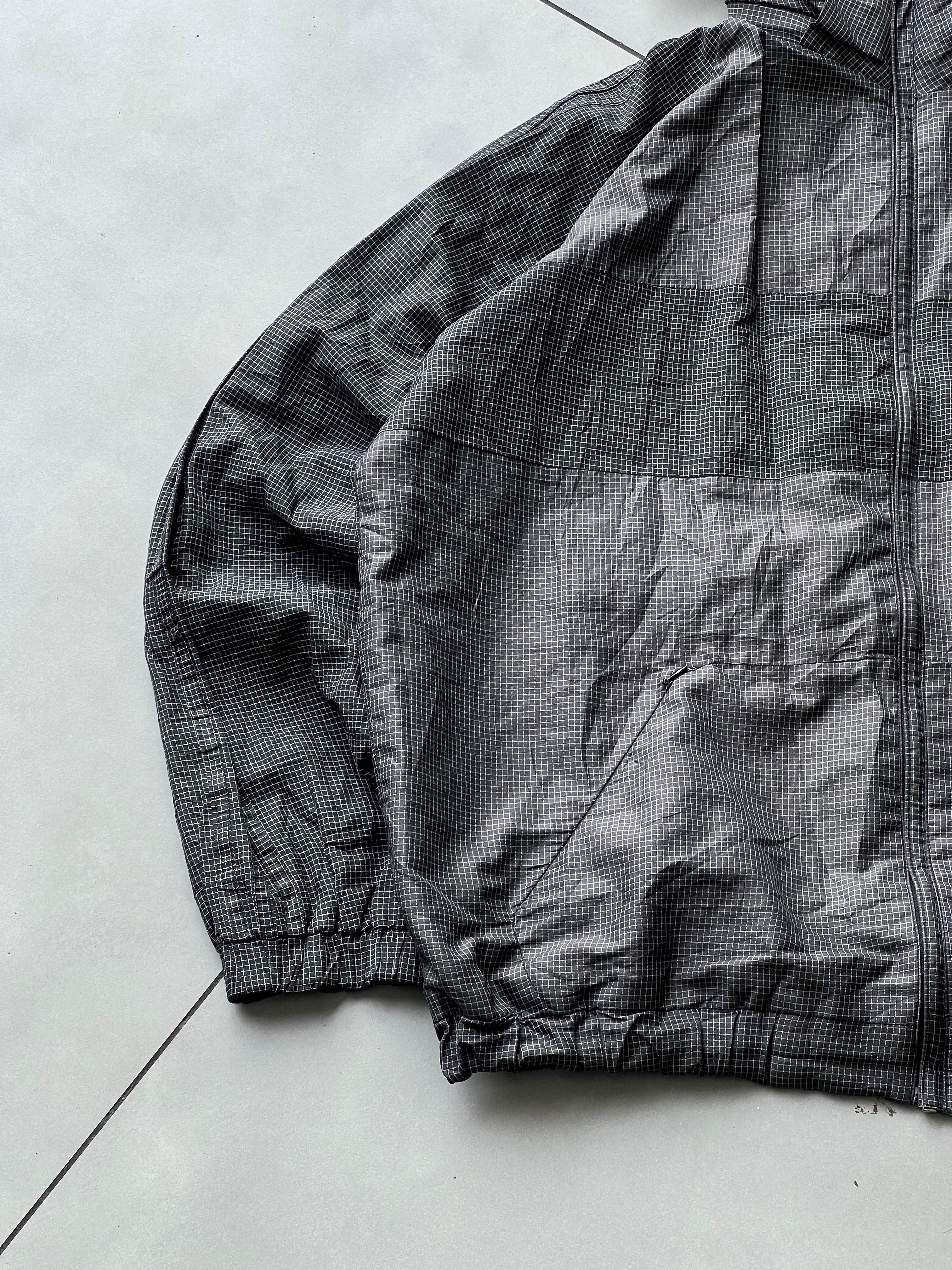 1980s ADIDAS CHECKED HOODIED VTG JACKET- XL