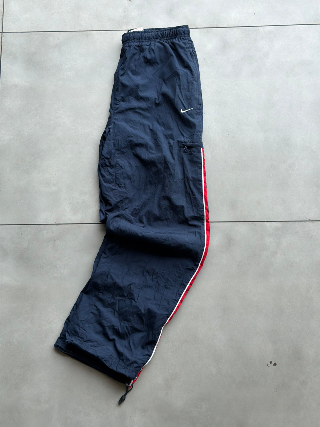 NIKE SWOOSH NAVY EMBROIDERED VTG TRACK PANT- 34